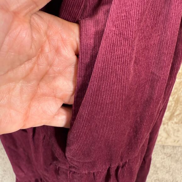 Johnny Was Corduroy Ruffle Midi Dress | Maroon Belted Coastal Cowgirl | NWT | L - Picture 10 of 14